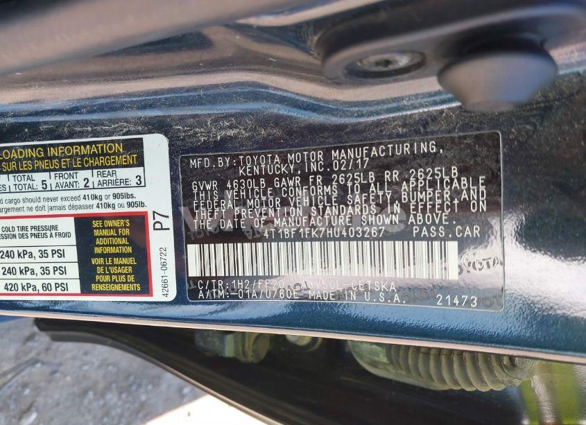 Photo 9 of 2017 Toyota Camry SE (VIN 4T1BF1FK7HU403267)