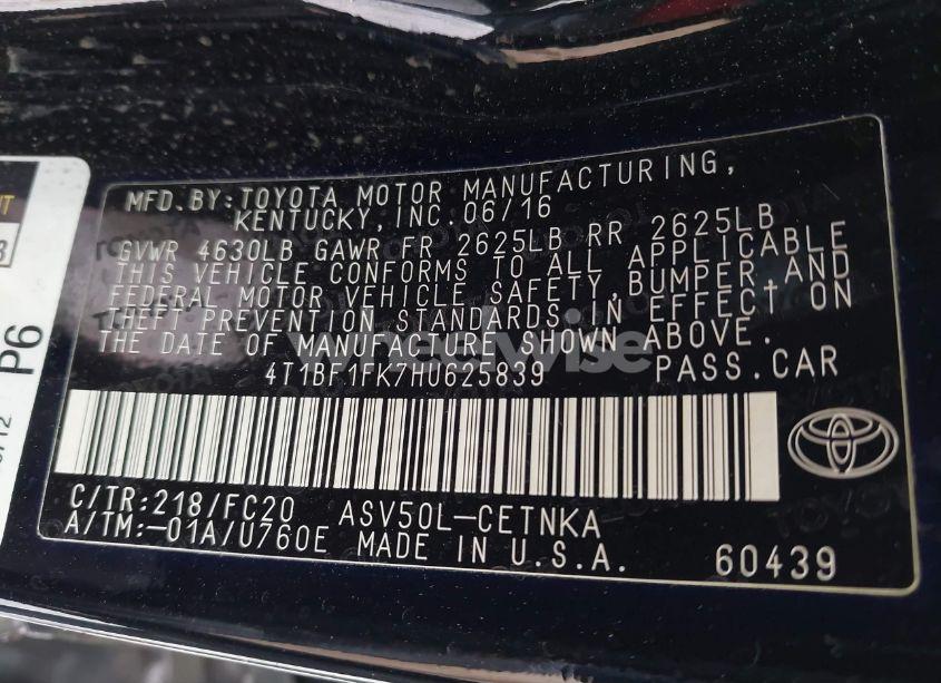 Photo 9 of 2017 Toyota Camry LE (VIN 4T1BF1FK7HU625839)