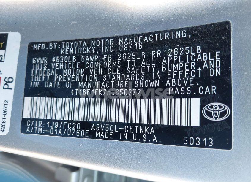 Photo 9 of 2017 Toyota Camry LE (VIN 4T1BF1FK7HU650272)