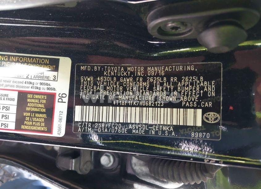 Photo 9 of 2017 Toyota Camry LE (VIN 4T1BF1FK7HU682123)