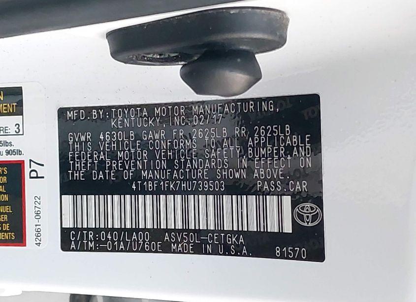 Photo 9 of 2017 Toyota Camry XLE (VIN 4T1BF1FK7HU739503)