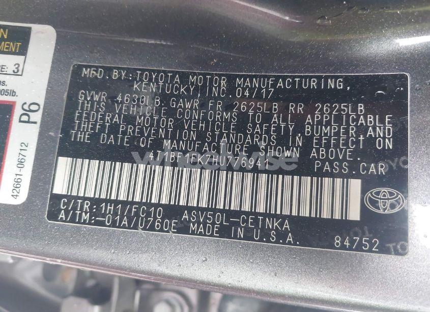 Photo 9 of 2017 Toyota Camry LE (VIN 4T1BF1FK7HU776941)