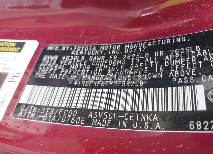 Photo 9 of 2017 Toyota Camry LE (VIN 4T1BF1FK7HU798258)