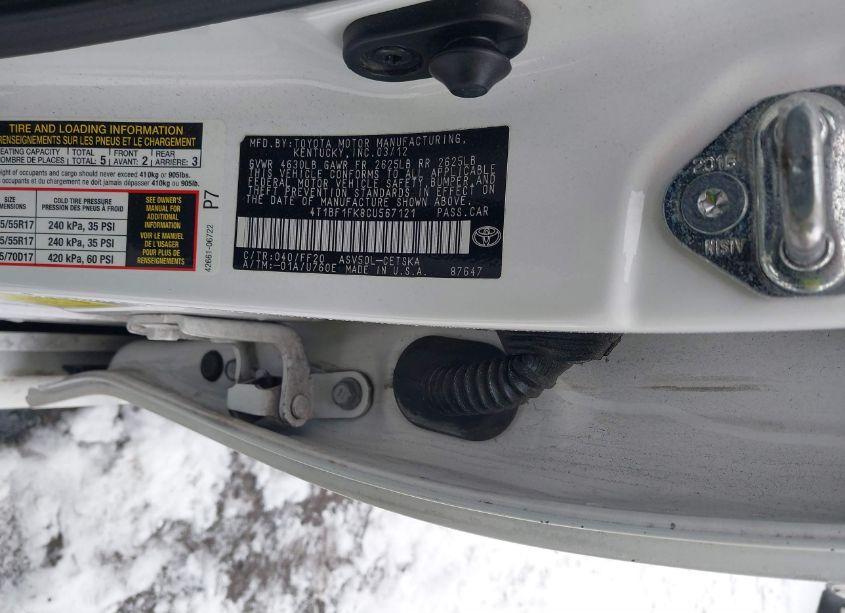 Photo 9 of 2012 Toyota Camry SE (VIN 4T1BF1FK8CU567121)