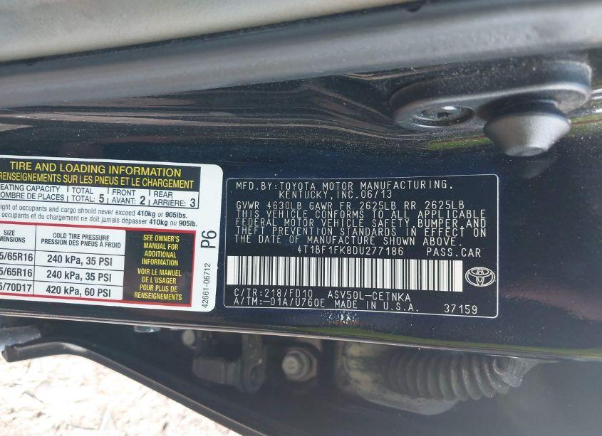 Photo 9 of 2013 Toyota Camry LE (VIN 4T1BF1FK8DU277186)