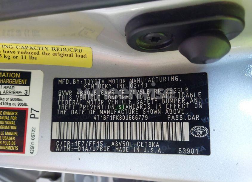 Photo 9 of 2013 Toyota Camry SE (VIN 4T1BF1FK8DU666779)