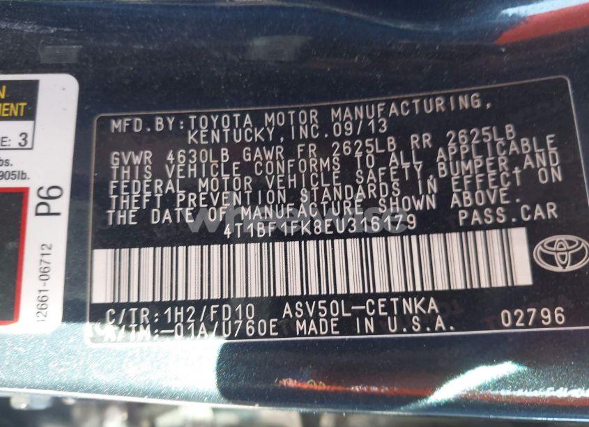 Photo 9 of 2014 Toyota Camry LE (VIN 4T1BF1FK8EU316179)