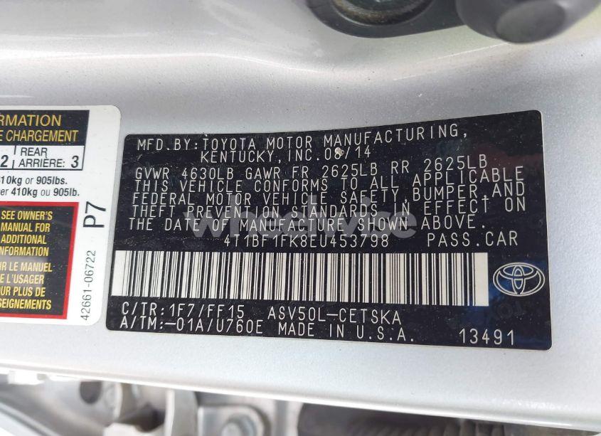 Photo 9 of 2014 Toyota Camry SE (VIN 4T1BF1FK8EU453798)