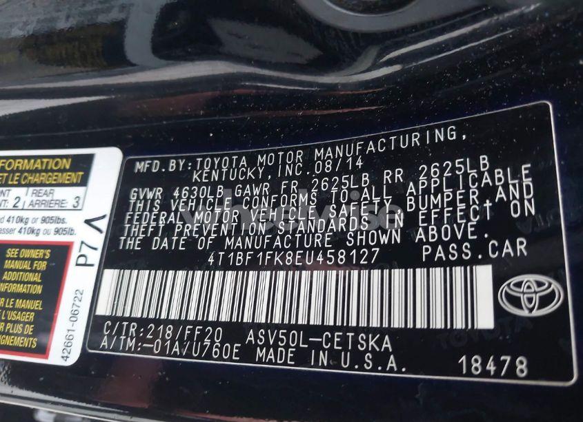 Photo 9 of 2014 Toyota Camry SE (VIN 4T1BF1FK8EU458127)