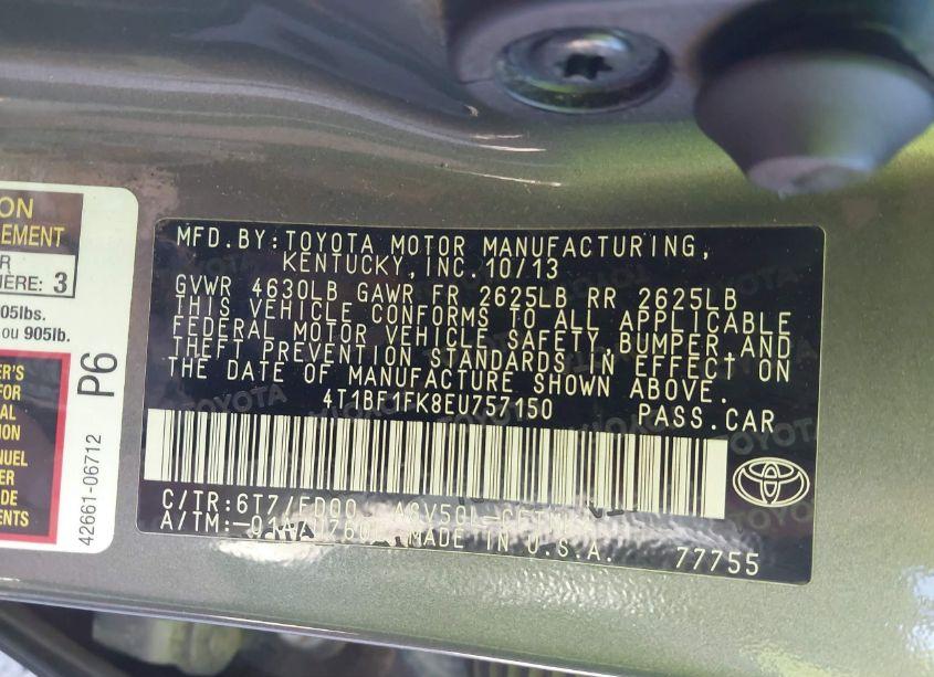 Photo 9 of 2014 Toyota Camry LE (VIN 4T1BF1FK8EU757150)