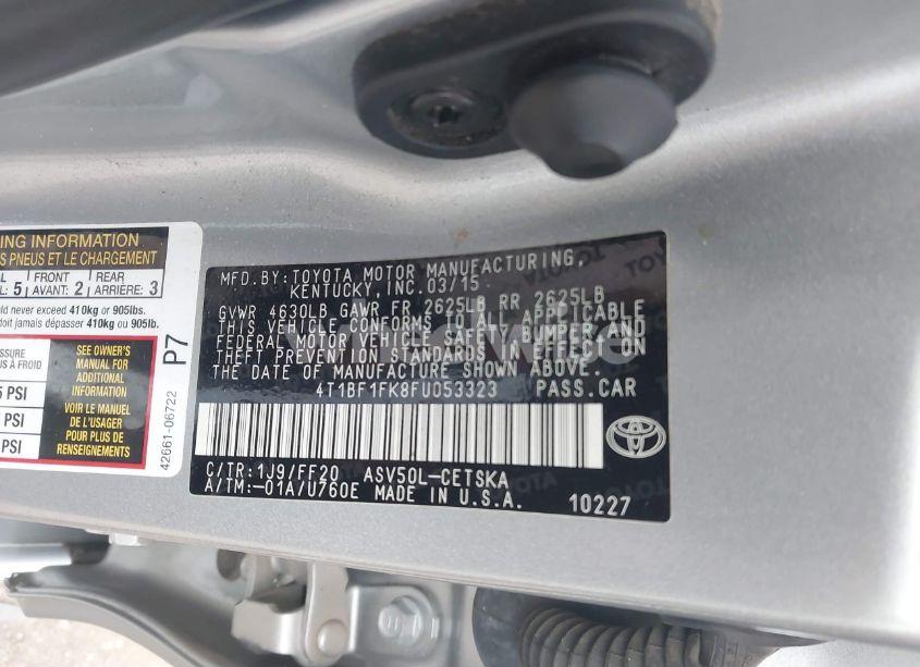 Photo 9 of 2015 Toyota Camry SE (VIN 4T1BF1FK8FU053323)