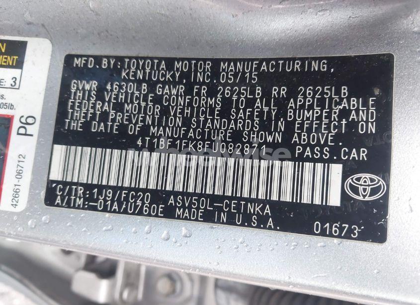 Photo 9 of 2015 Toyota Camry LE/SE/XLE/XSE (VIN 4T1BF1FK8FU082871)
