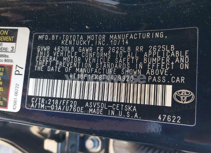 Photo 9 of 2015 Toyota Camry SE (VIN 4T1BF1FK8FU479920)