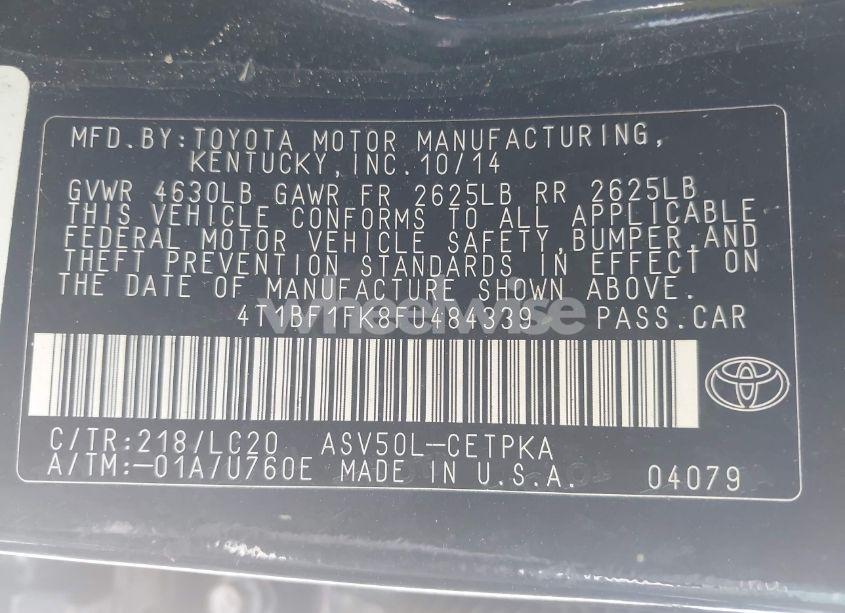 Photo 9 of 2015 Toyota Camry XSE (VIN 4T1BF1FK8FU484339)