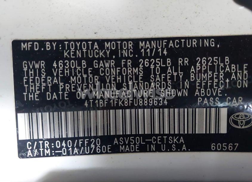 Photo 9 of 2015 Toyota Camry SE (VIN 4T1BF1FK8FU889634)