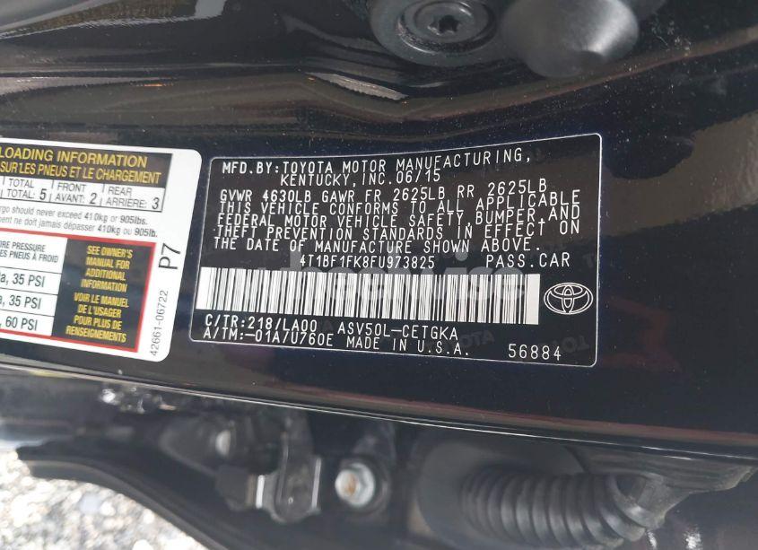 Photo 9 of 2015 Toyota Camry XLE (VIN 4T1BF1FK8FU973825)