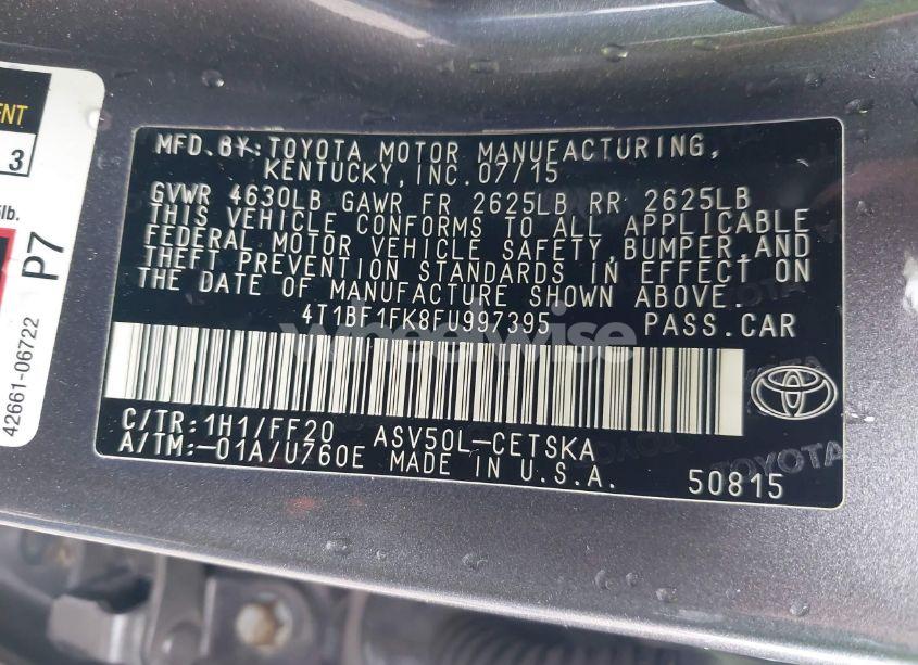 Photo 9 of 2015 Toyota Camry SE (VIN 4T1BF1FK8FU997395)