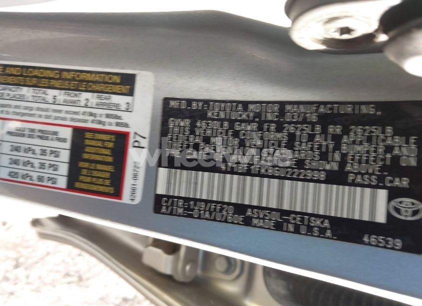 Photo 9 of 2016 Toyota Camry SE (VIN 4T1BF1FK8GU222998)