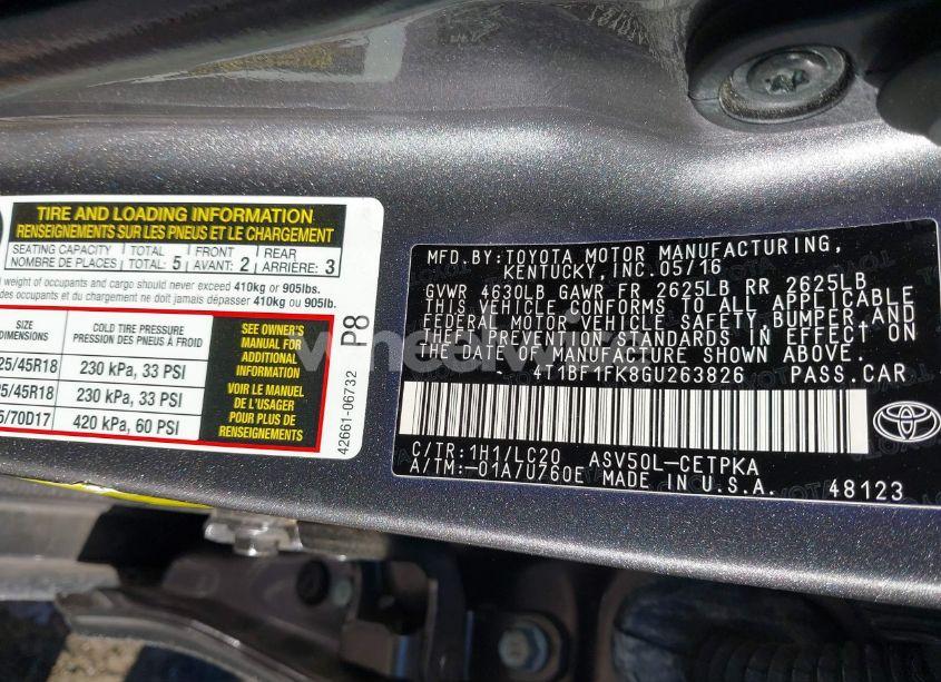 Photo 9 of 2016 Toyota Camry XSE (VIN 4T1BF1FK8GU263826)