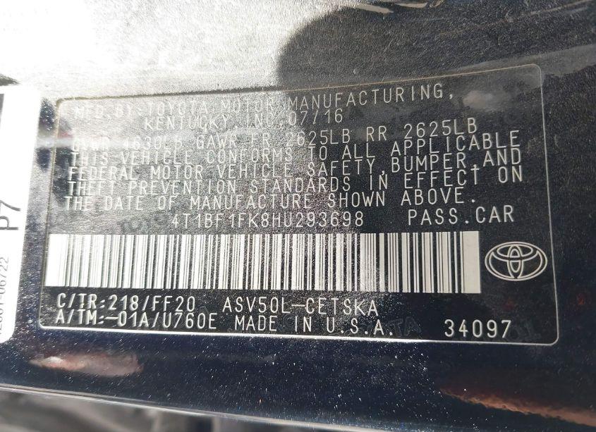 Photo 9 of 2017 Toyota Camry SE (VIN 4T1BF1FK8HU293698)