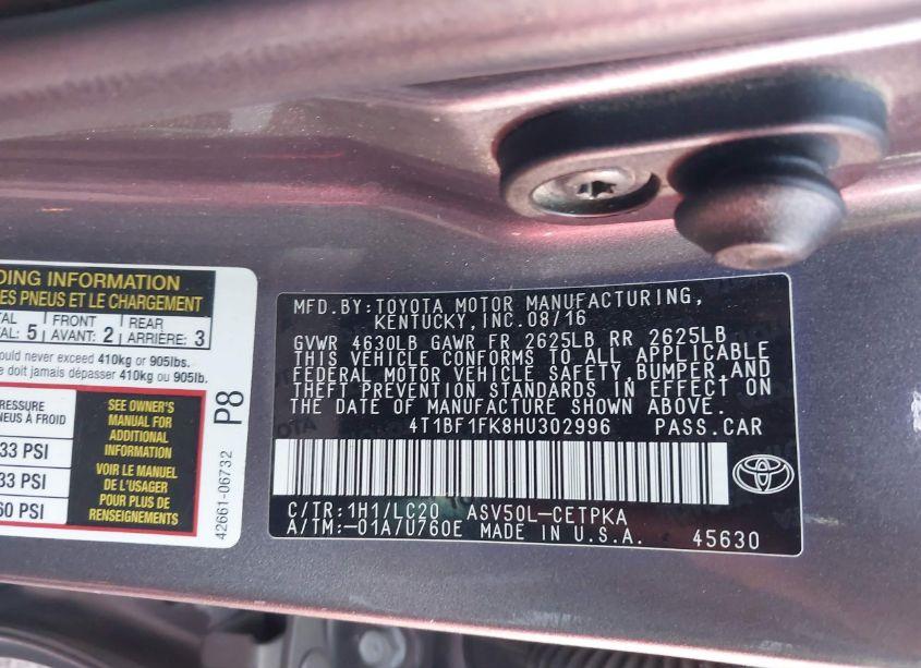 Photo 9 of 2017 Toyota Camry XSE (VIN 4T1BF1FK8HU302996)