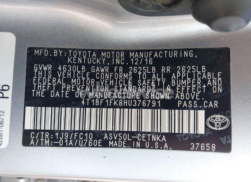 Photo 9 of 2017 Toyota Camry LE (VIN 4T1BF1FK8HU376791)