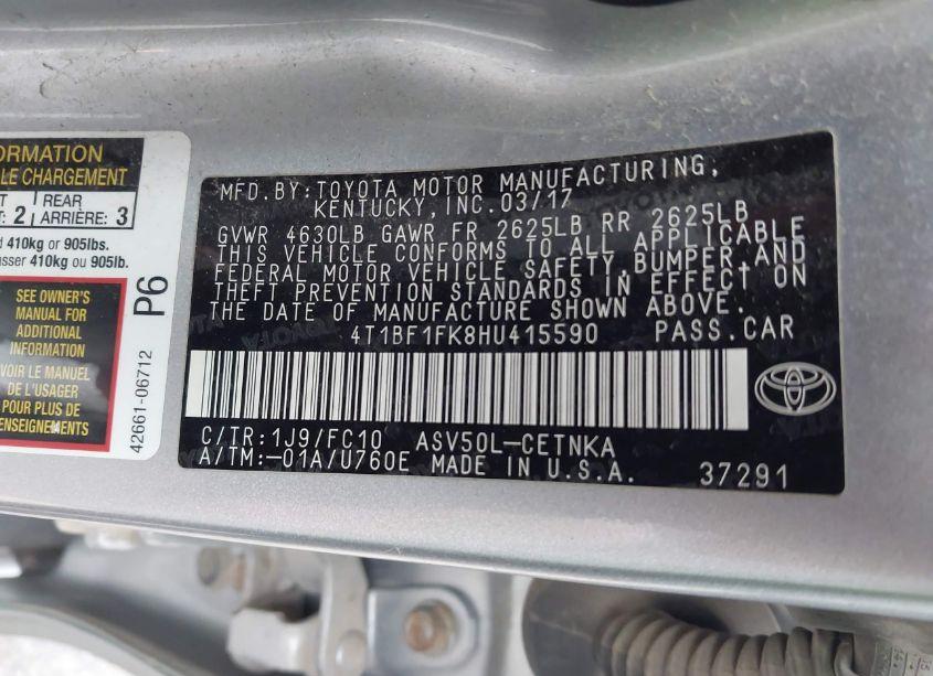 Photo 9 of 2017 Toyota Camry LE (VIN 4T1BF1FK8HU415590)