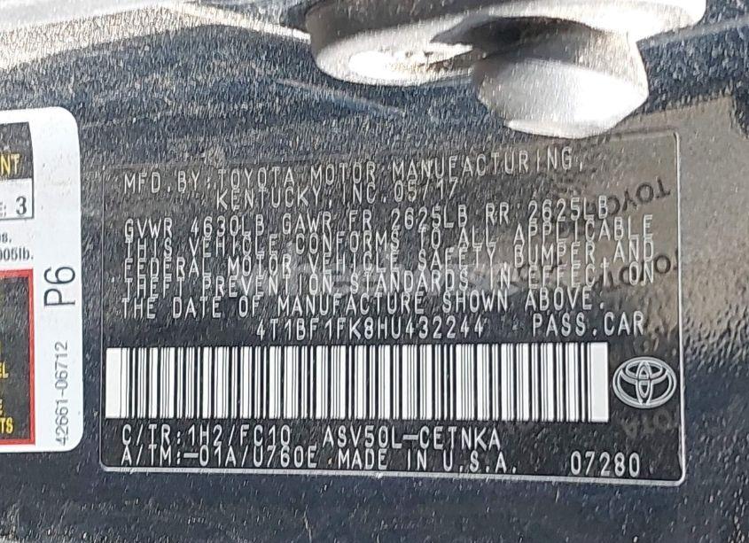 Photo 9 of 2017 Toyota Camry LE (VIN 4T1BF1FK8HU432244)