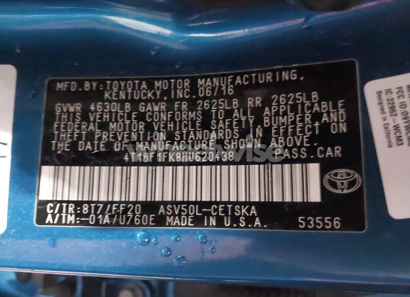 Photo 9 of 2017 Toyota Camry SE (VIN 4T1BF1FK8HU620438)