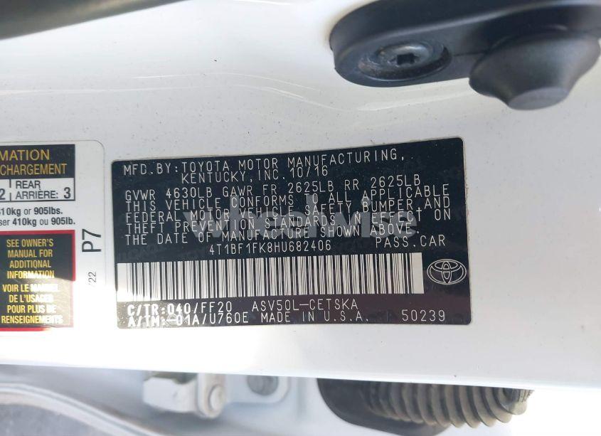 Photo 9 of 2017 Toyota Camry SE (VIN 4T1BF1FK8HU682406)