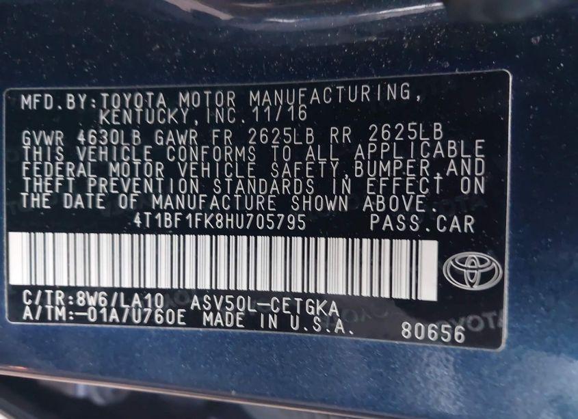 Photo 9 of 2017 Toyota Camry XLE (VIN 4T1BF1FK8HU705795)