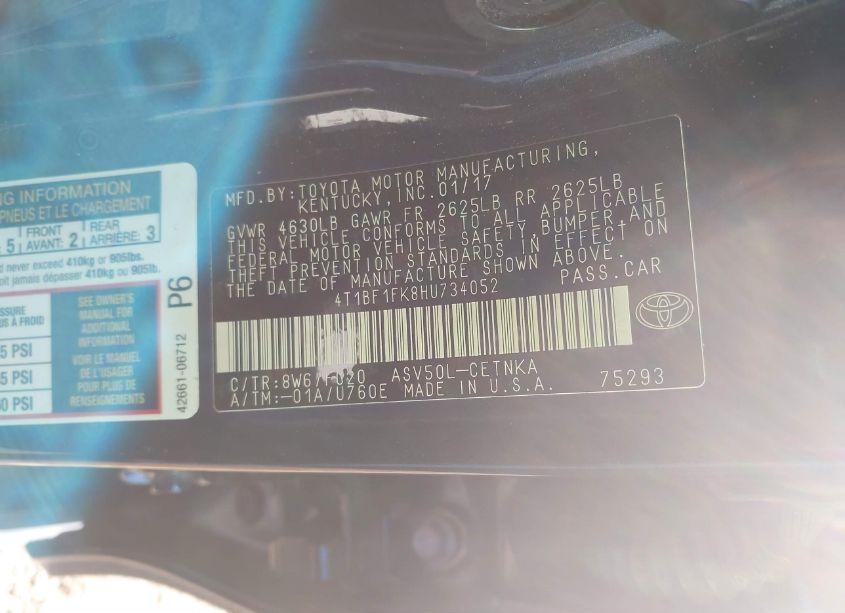 Photo 9 of 2017 Toyota Camry LE (VIN 4T1BF1FK8HU734052)