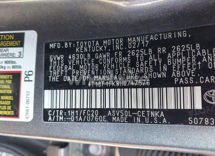 Photo 9 of 2017 Toyota Camry LE (VIN 4T1BF1FK8HU747576)