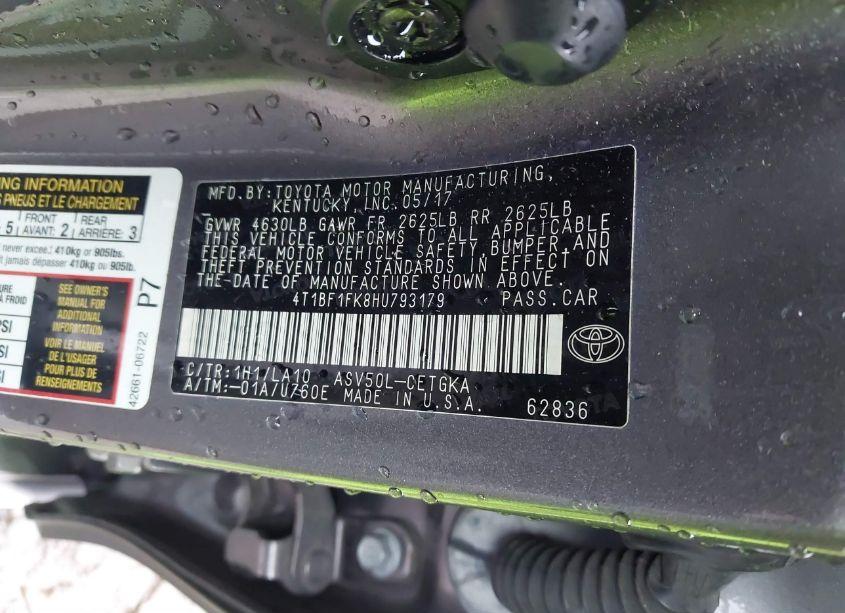 Photo 9 of 2017 Toyota Camry XLE (VIN 4T1BF1FK8HU793179)