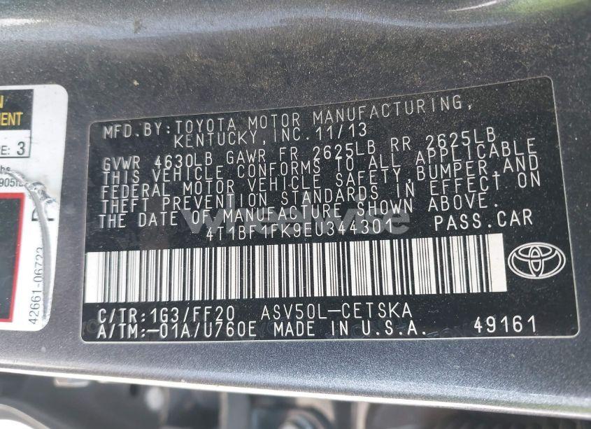 Photo 9 of 2014 Toyota Camry SE (VIN 4T1BF1FK9EU344301)