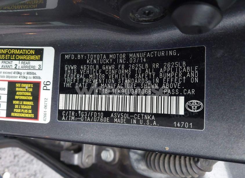 Photo 9 of 2014 Toyota Camry LE (VIN 4T1BF1FK9EU387066)