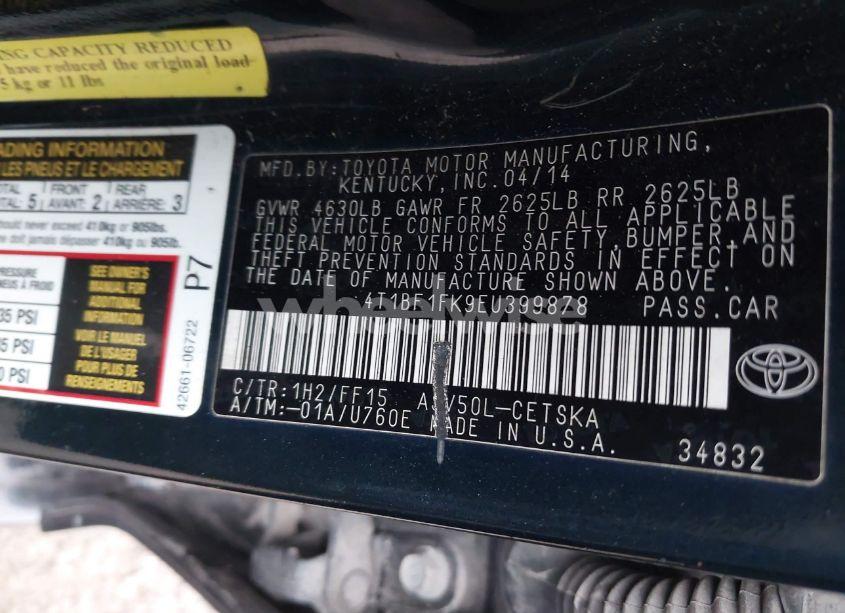 Photo 9 of 2014 Toyota Camry SE (VIN 4T1BF1FK9EU399878)