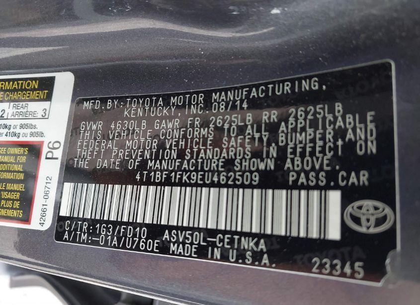 Photo 9 of 2014 Toyota Camry LE (VIN 4T1BF1FK9EU462509)