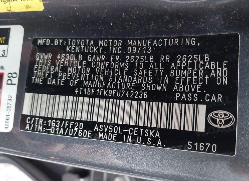 Photo 9 of 2014 Toyota Camry SE SPORT (VIN 4T1BF1FK9EU742236)