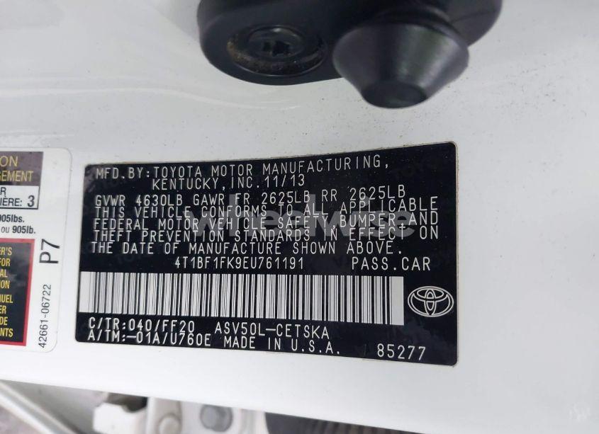 Photo 9 of 2014 Toyota Camry SE (VIN 4T1BF1FK9EU761191)