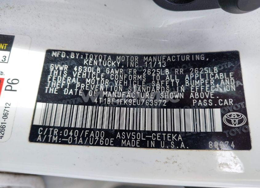 Photo 9 of 2014 Toyota Camry L (VIN 4T1BF1FK9EU763572)