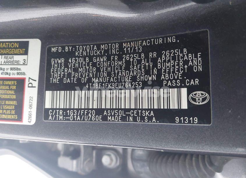 Photo 9 of 2014 Toyota Camry SE (VIN 4T1BF1FK9EU764253)