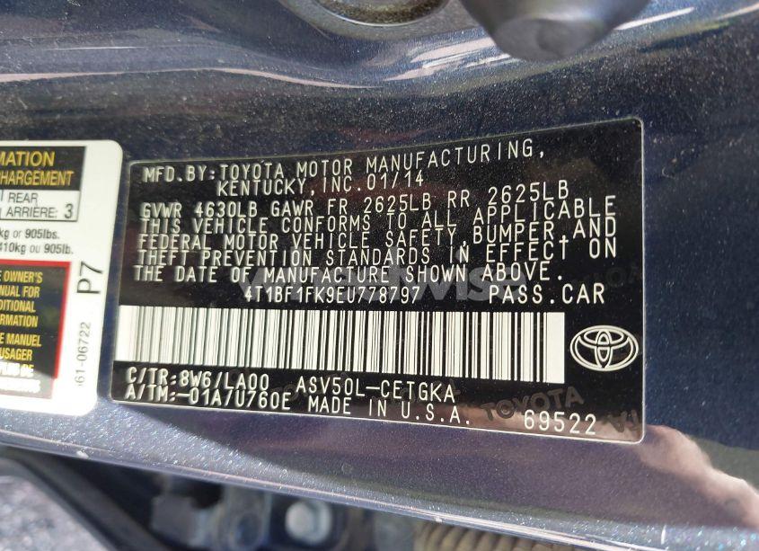 Photo 9 of 2014 Toyota Camry XLE (VIN 4T1BF1FK9EU778797)