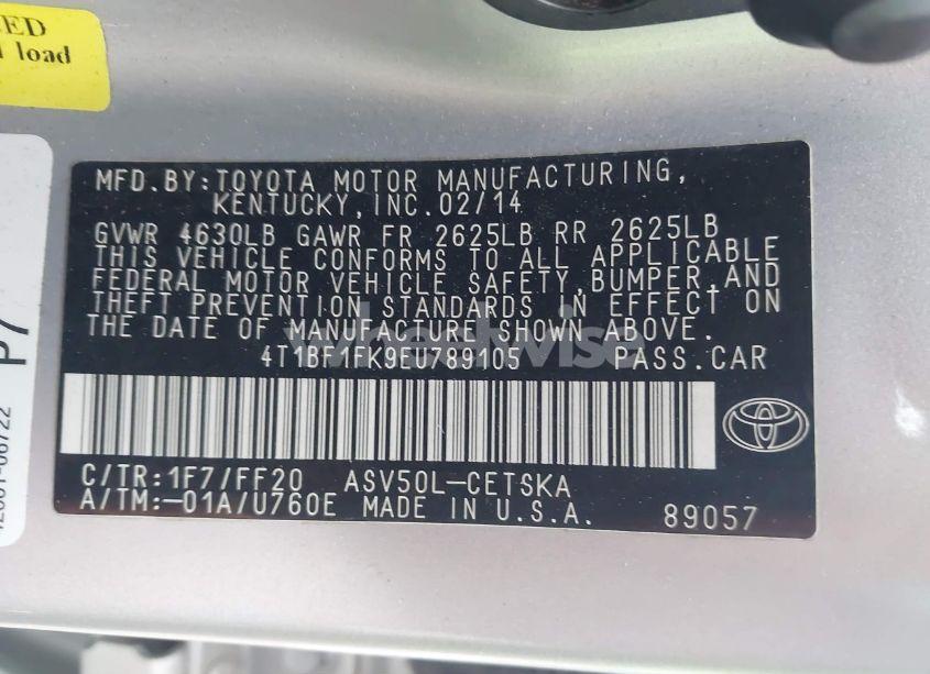 Photo 9 of 2014 Toyota Camry SE (VIN 4T1BF1FK9EU789105)