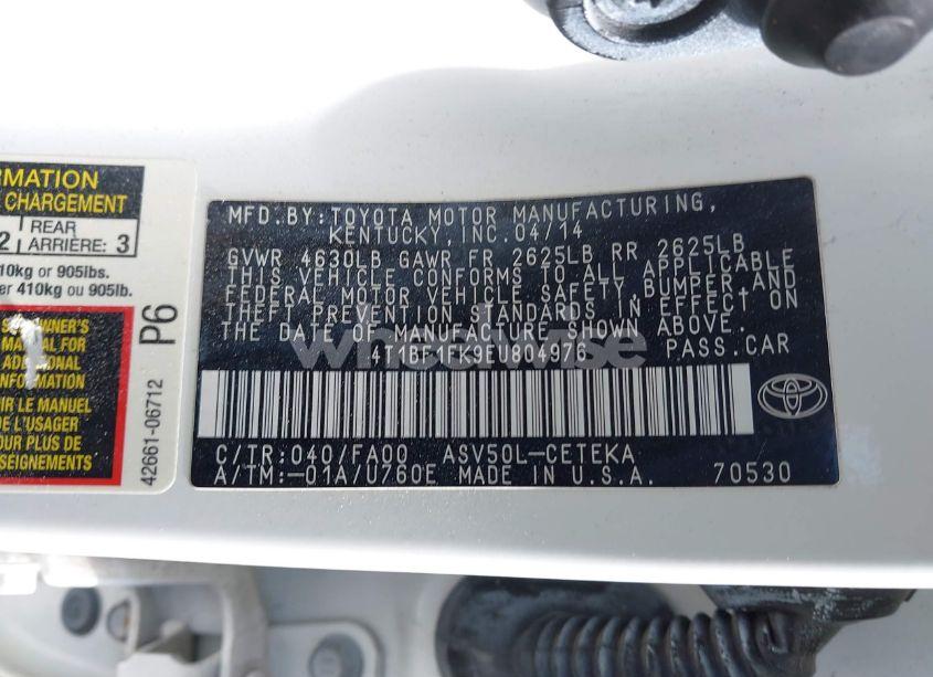 Photo 9 of 2014 Toyota Camry L (VIN 4T1BF1FK9EU804976)