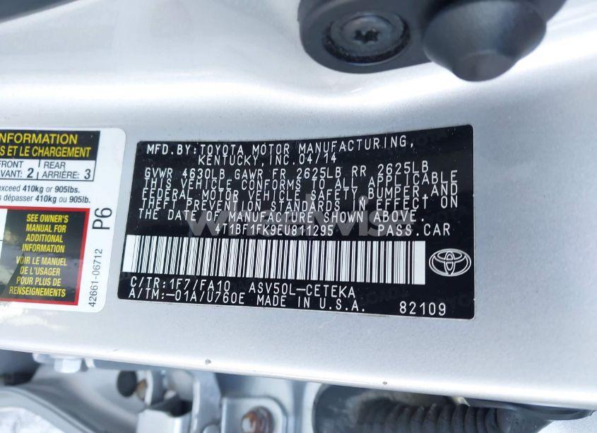 Photo 9 of 2014 Toyota Camry L (VIN 4T1BF1FK9EU811295)