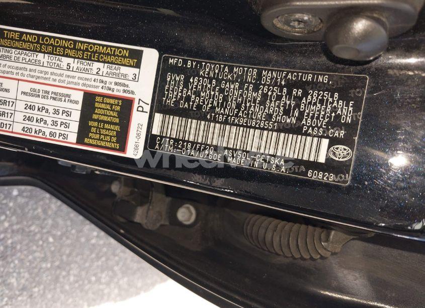 Photo 9 of 2014 Toyota Camry (VIN 4T1BF1FK9EU828551)