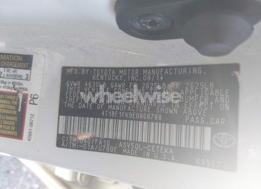 Photo 9 of 2014 Toyota Camry L (VIN 4T1BF1FK9EU868788)