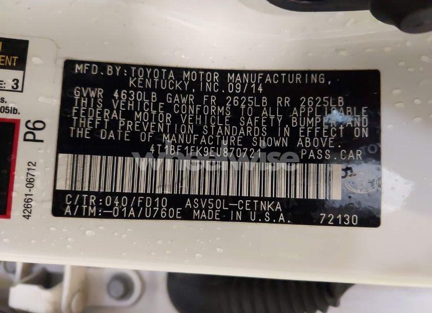 Photo 9 of 2014 Toyota Camry LE (VIN 4T1BF1FK9EU870721)