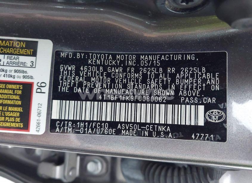 Photo 9 of 2015 Toyota Camry LE (VIN 4T1BF1FK9FU080062)